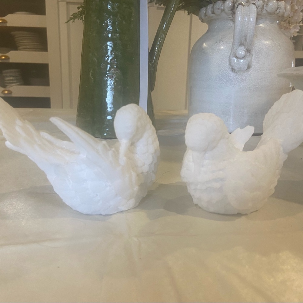 Alabaster Doves Pair Santini Italy